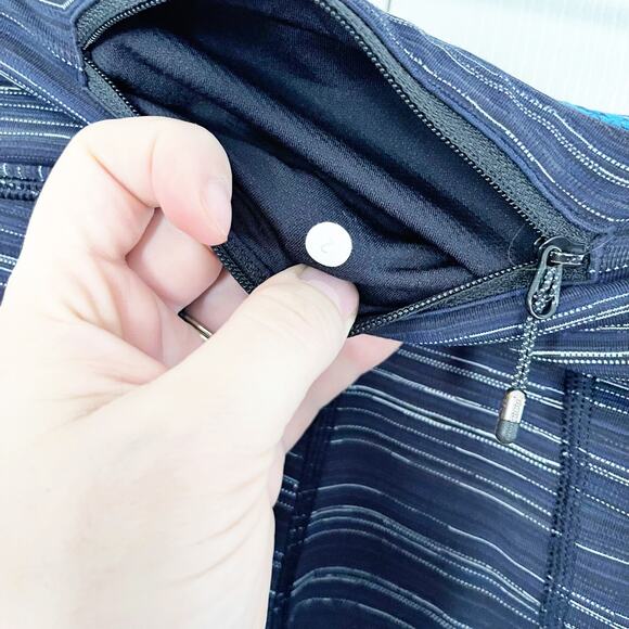 Lululemon Pace Rival Crop 22" Cyber Stripe Naval Blue Black - Picture 9 of 9